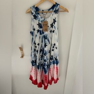 NWT Riviera Sun Sleeveless Red White and Blue American Themed Shift Dress